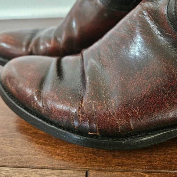 Lucchese Black Cherry Leather Boots Style P0134 Size 9 Men's - Picture 6 of 12